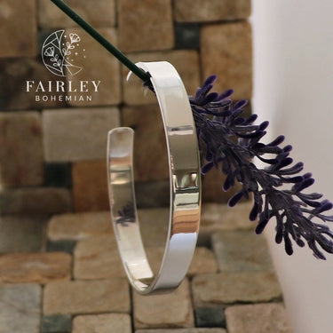 solid silver plain cuff bangle minimalist